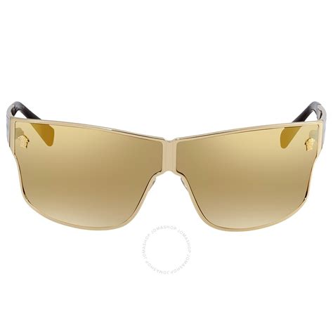 Versace Brown Mirror Gold Rectangular Sunglasses VE2206